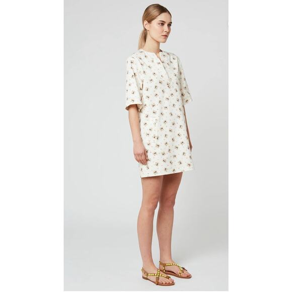 PAUL & JOE SISTER Cat Print Denim Shift Dress Pockets Sz 36 US 4/6 Free People - Picture 4 of 16